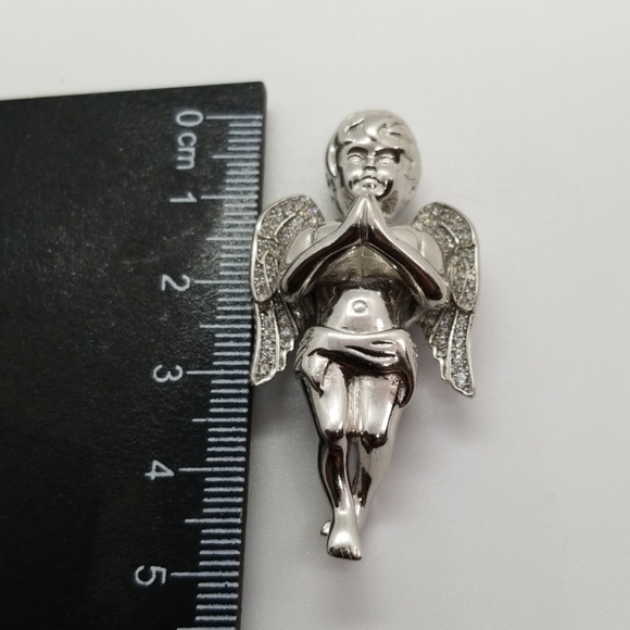 925 Sterling Silver CZ Gold Finished Pendant - Picture 4 of 8